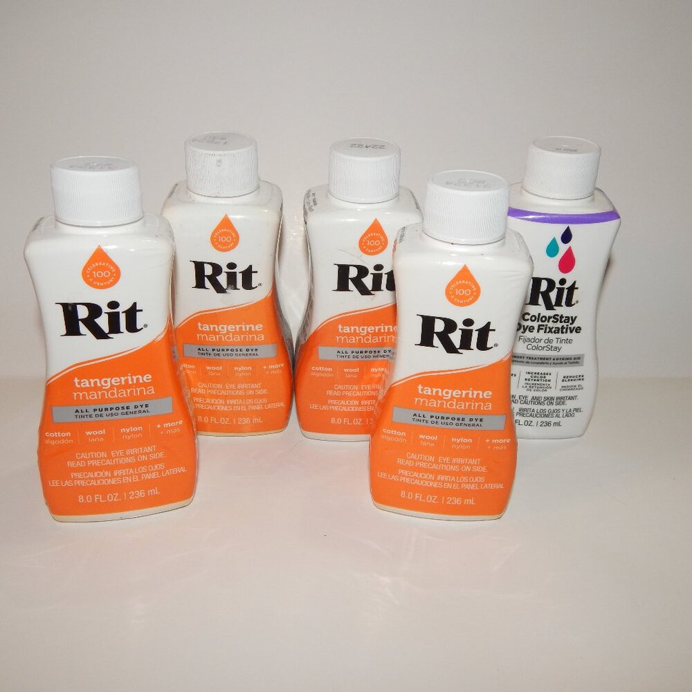 4 - Tangerine - RIT 8oz Liquid All Purpose Fabric Dye PLUS ColorStay Fixative